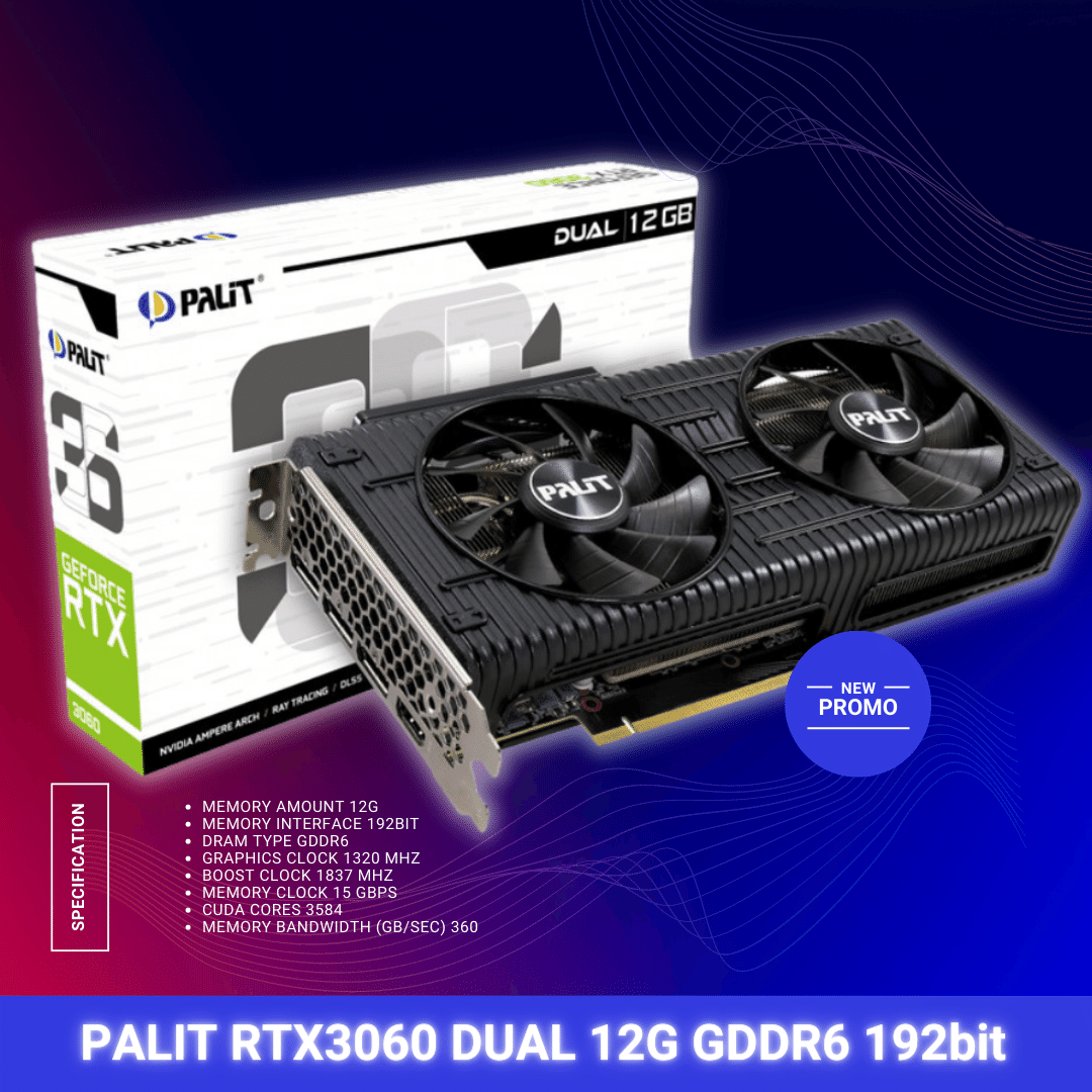 VGA PALIT RTX 3060 RTX3060 DUAL OC 12G | Quadra Computer
