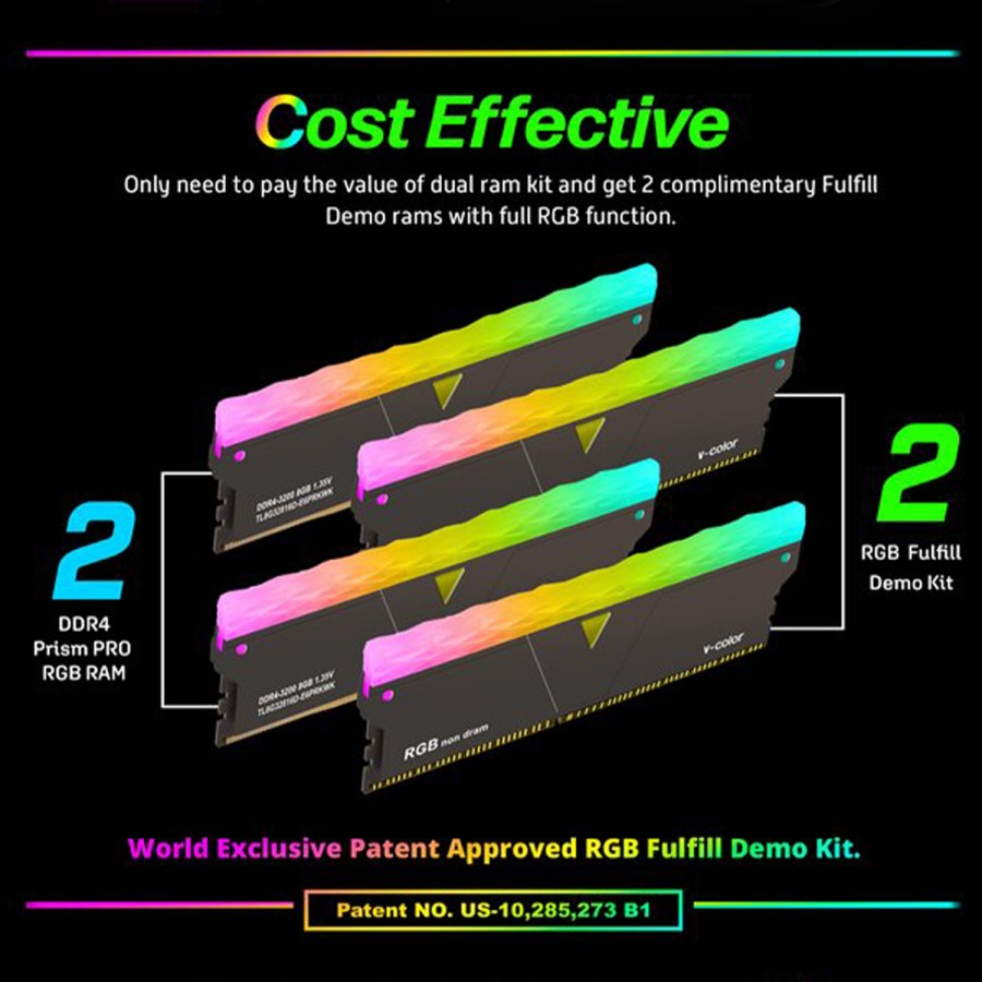 V-Color Prism Pro RGB 16GB(2x8GB) 3600MHz DDR4 Black with RGB Filler ...