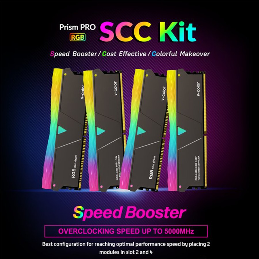 V-Color Prism Pro RGB 16GB(2x8GB) 3600MHz DDR4 Black with RGB Filler ...