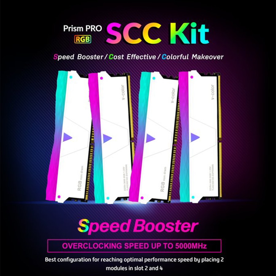 V-Color Prism Pro RGB 16GB(2x8GB) 3600MHz DDR4 White with RGB Filler ...