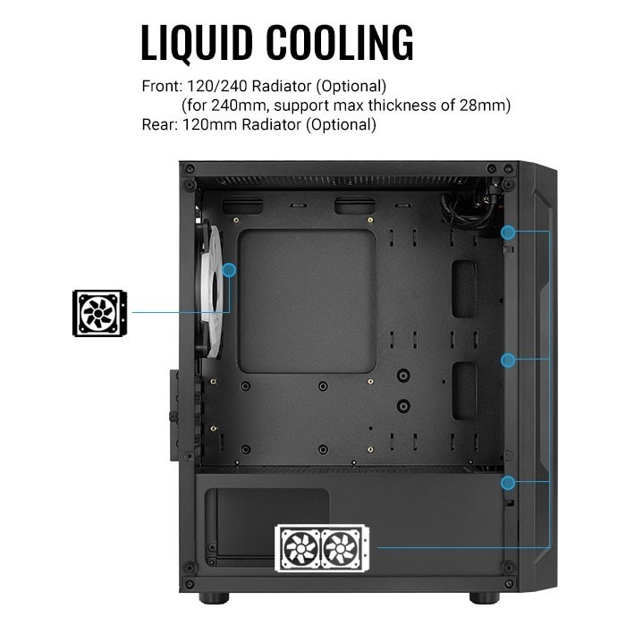 CASING AEROCOOL TRINITY MINI V2 mATX TTEMPERED GLASS CASE Quadra Computer