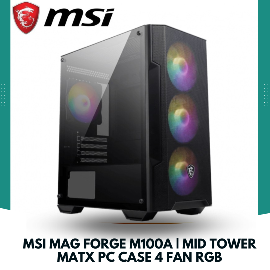 MSI MAG M100A Mid Tower mATX PC Case 4 FAn RGB Quadra Computer