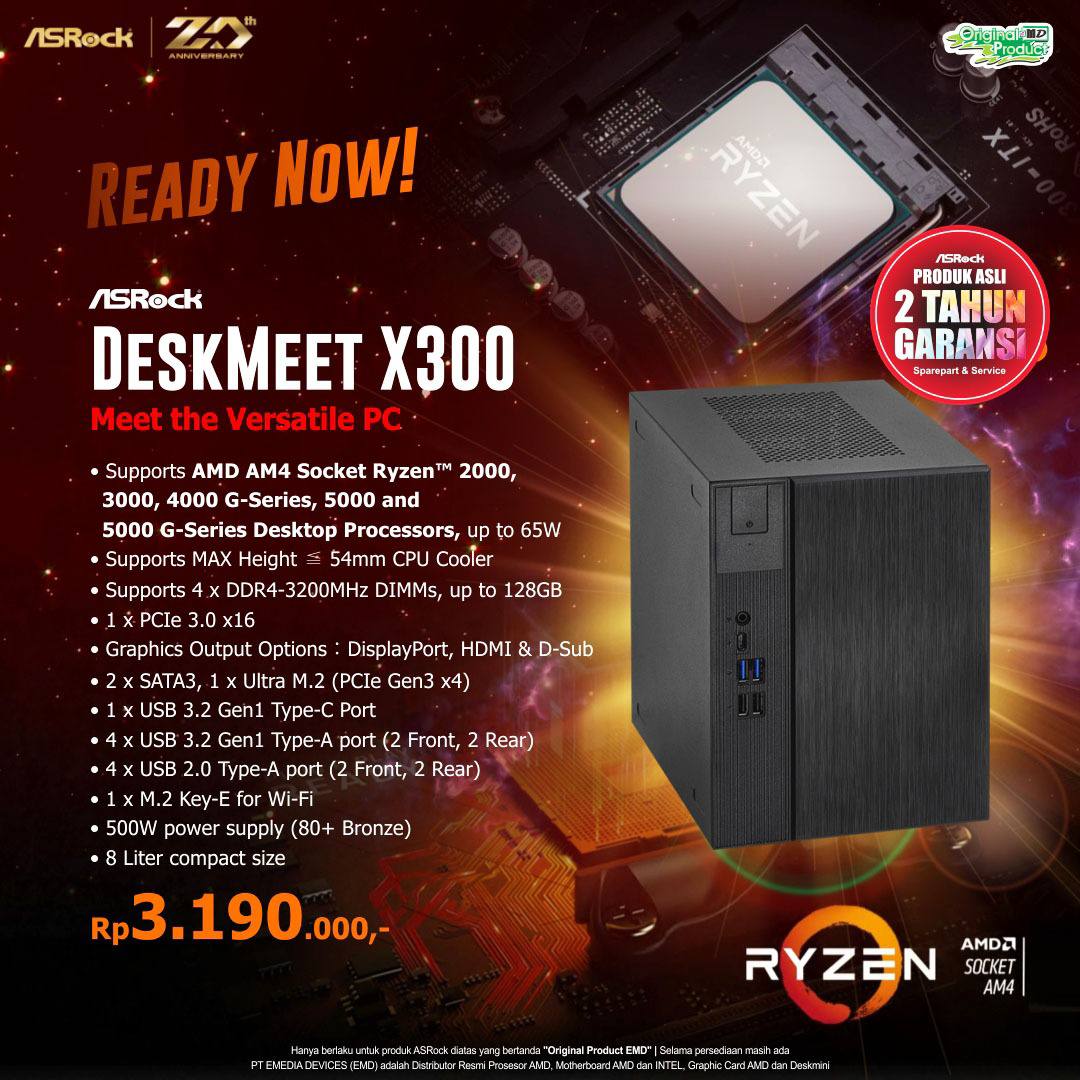 Asrock Deskmeet X300 Barebone Quadra Computer