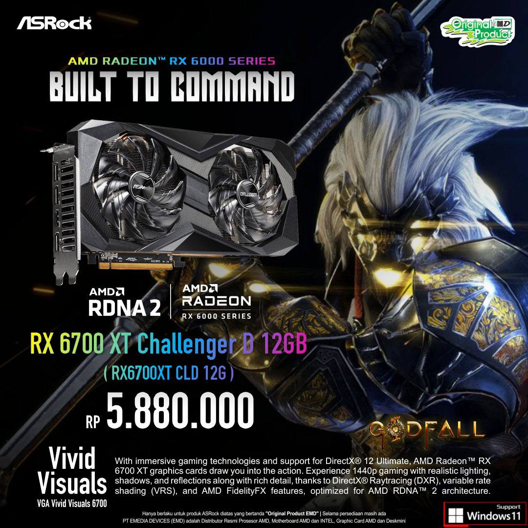 ASROCK Radeon RX 6700 XT Challenger D OC 12GB GDDR6 | Quadra Computer