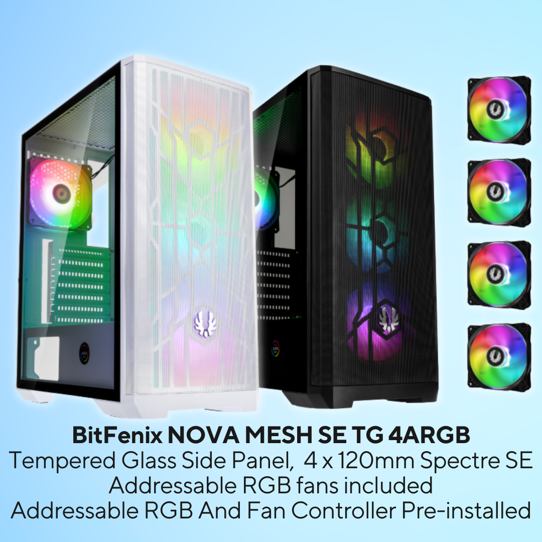 Boîtier PC Gaming BitFenix Fang 4ARGB – Noir Ou Blanc Avec éclairage ARGB | Boîtier Gaming Ventilé