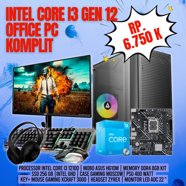 PC Office Lengkap Intel Core i3 Gen 12 | Quadra Computer