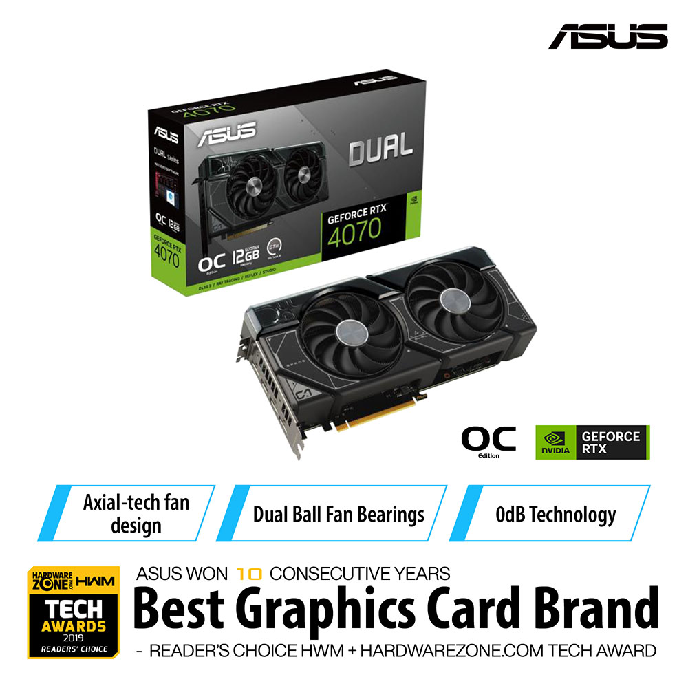 ASUS Dual GeForce RTX™ 4070 OC Edition 12GB GDDR6X | Quadra Computer