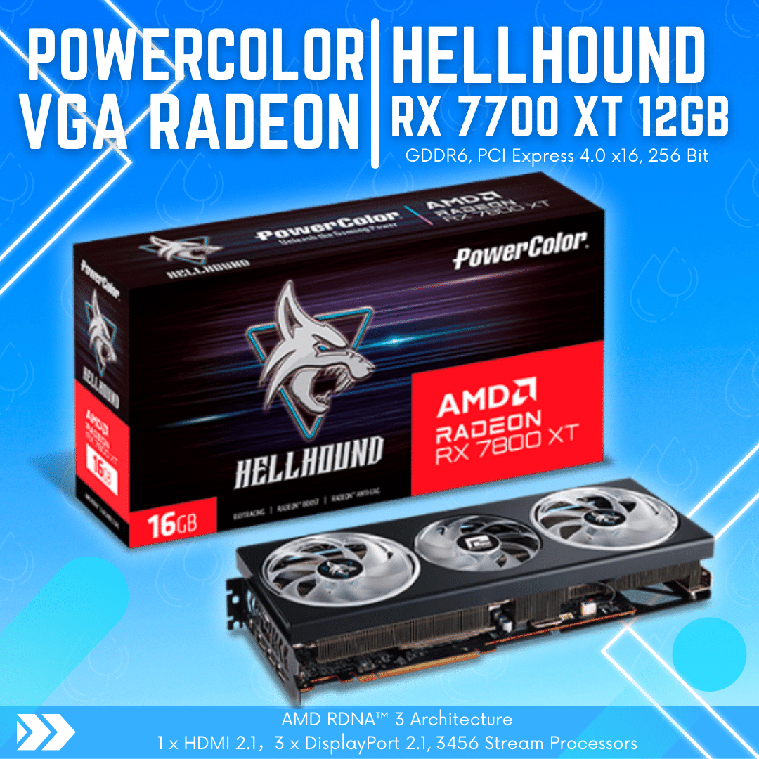 PowerColor Hellhound AMD Radeon™ RX 7700 XT 12GB GDDR6 | Quadra Computer