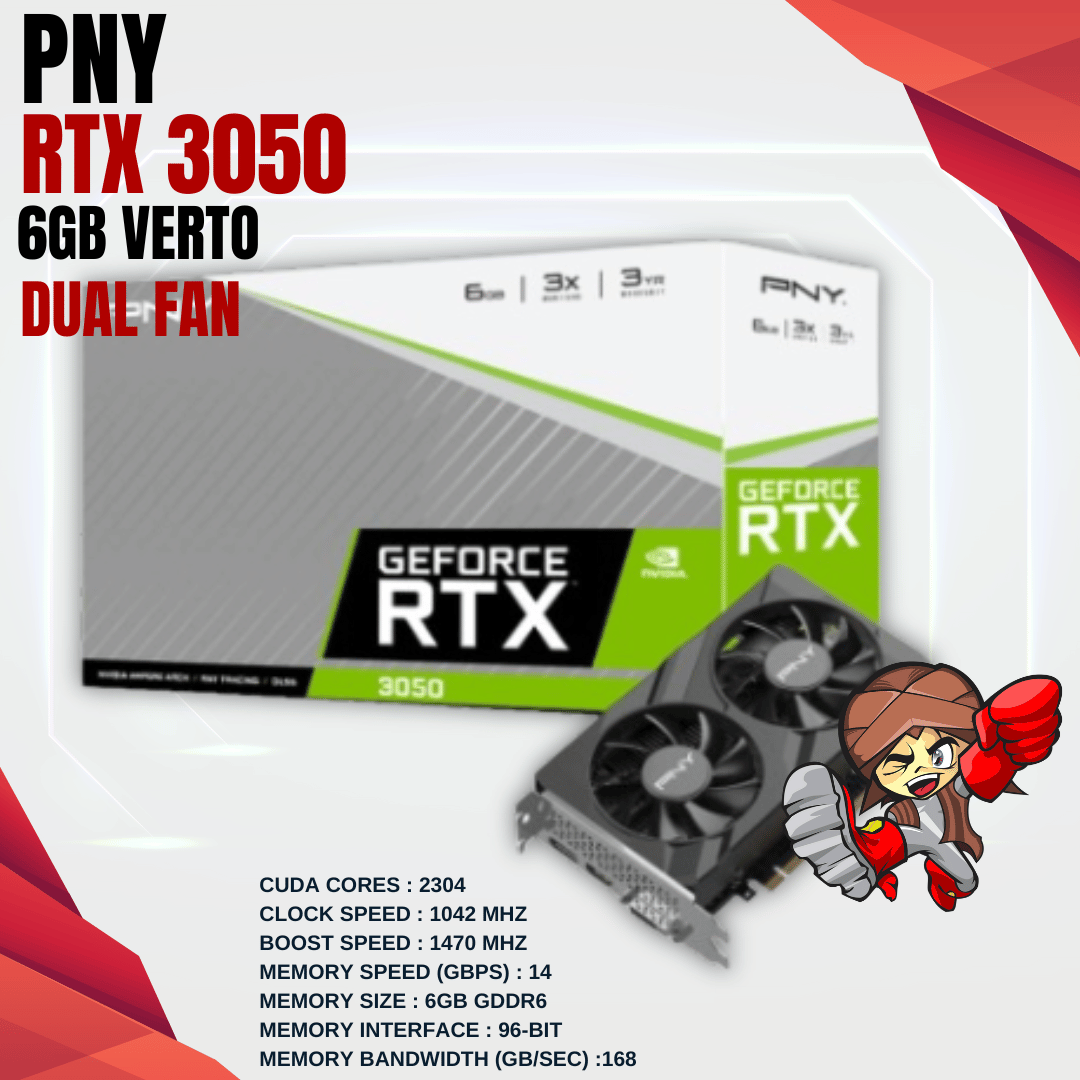 TARJETA DE VIDEO PNY RTX 3050 8GB GDDR6 VERTO DUAL FAN – Teslards