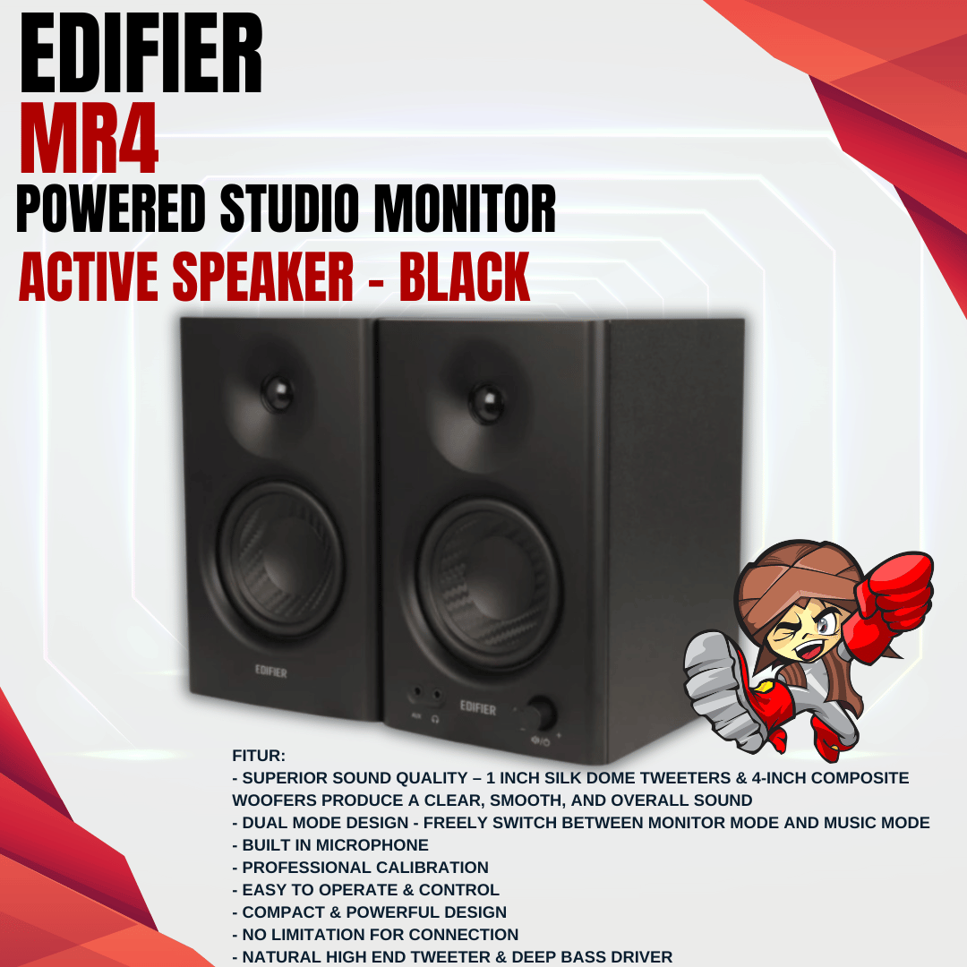 Edifier MR4 MR 4 Powered Studio Monitor Speakers Active Speaker – Black ...
