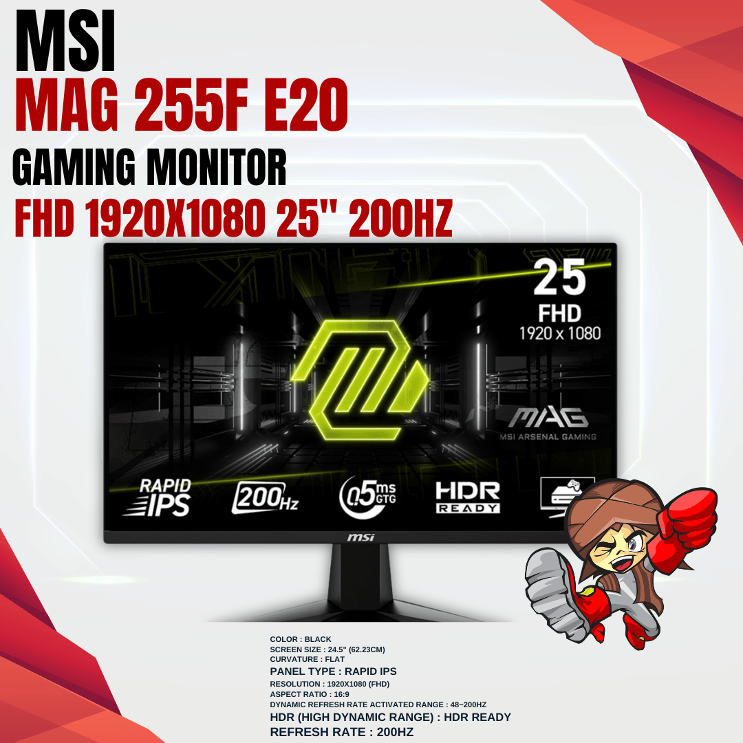 MSI MAG 255F E20 | Monitor Gaming FHD 1920×1080 25″ 200Hz | Quadra